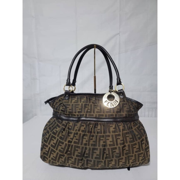 Authentic FENDI Tobacco Zucca Print Chef Large Tote Bag Brown - Picture 12 of 13